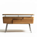 Wooden sideboard with metal legs and multiple storage drawers 120 x 50 x 80cm