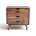 Wooden nightstand with three drawers and black handles 60 x 50 x 40cm