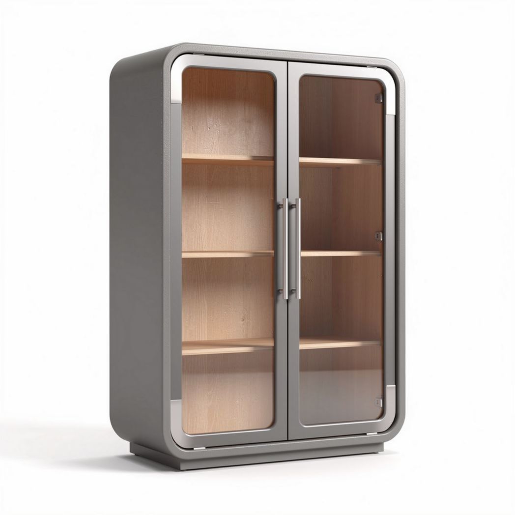 Wooden display cabinet with glass doors for home or office 60 x 30 x 120cm