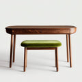 Wooden desk with two drawers and matching upholstered stool 85 x 45 x 75cm