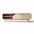 Minimalist wooden sideboard with open shelves and doors in natural finish 120 x 40 x 50cm