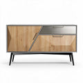 Modern wooden sideboard with metal accents and storage drawers 120 x 40 x 75cm