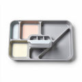 Gray divided food serving tray with three compartments and handle 30 x 20 x 3cm