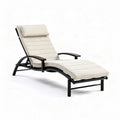 Outdoor adjustable lounge chair with beige fabric and metal frame