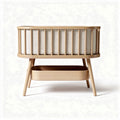 Wooden baby crib with breathable fabric and storage drawer 75 x 45 x 85cm