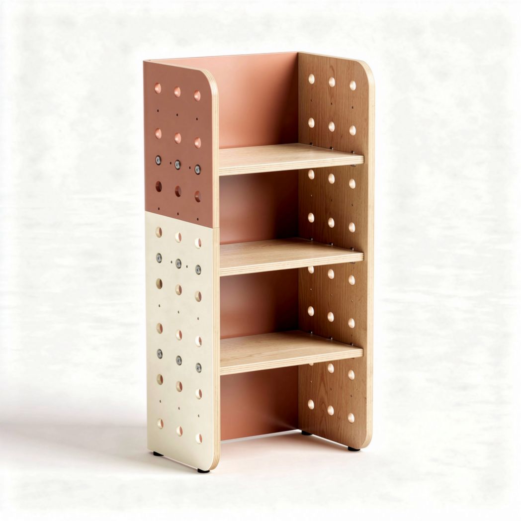 Children's bookshelf with adjustable shelves and multi-colored design 30 x 40 x 90cm