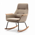 Rocking chair with fabric upholstery and wooden armrests 90 x 80 x 100cm