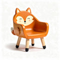 Children's fox-shaped chair in orange with wooden legs 30 x 30 x 40cm